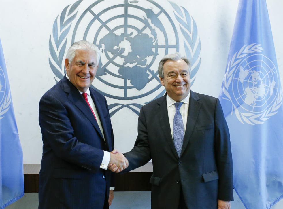 US Secretary of State Rex Tillerson held a private meeting with UN Secretary General Antonio Guterres to discuss the US' limited mission in Syria