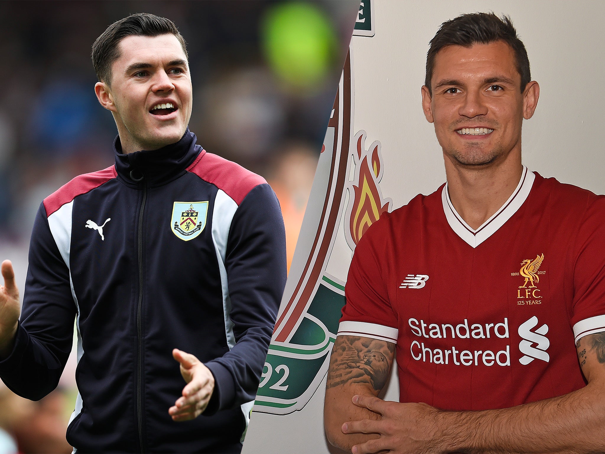 Michael Keane (left) completed his £25m move from Burnley to Everton on Monday