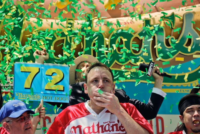 Joey Chestnut wins the Nathan's Famous hot dog eating contest