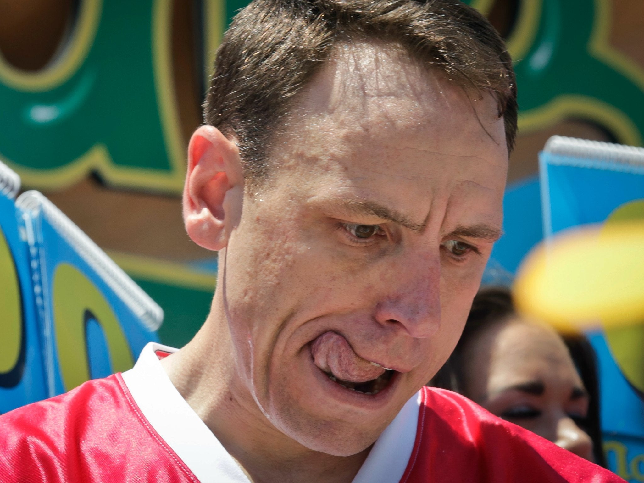 Joey Chestnut prepares for the start of the Nathan's Famous hot dog eating contest