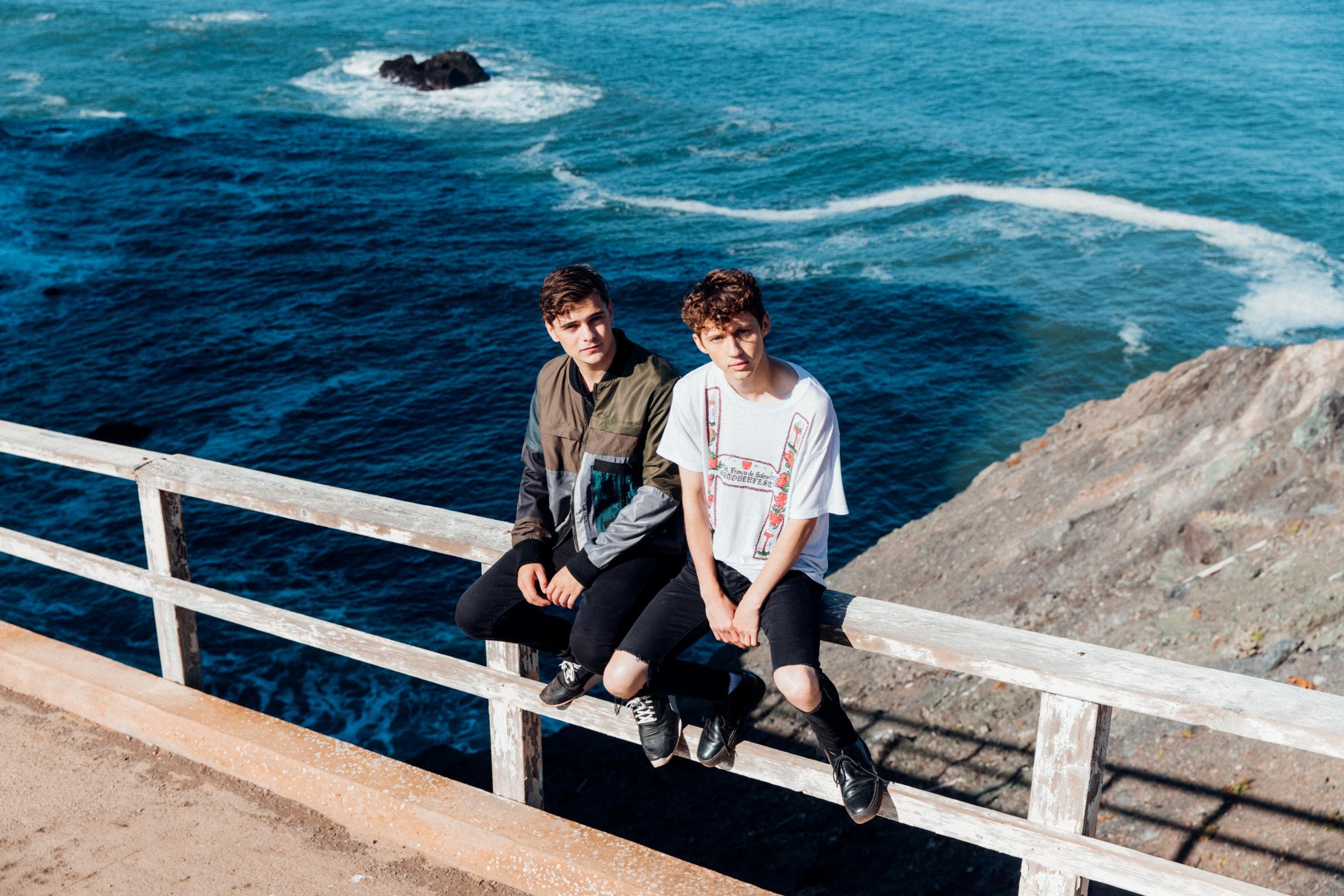 Martin Garrix and Troye Sivan on set in San Francisco for the 'There For You' video