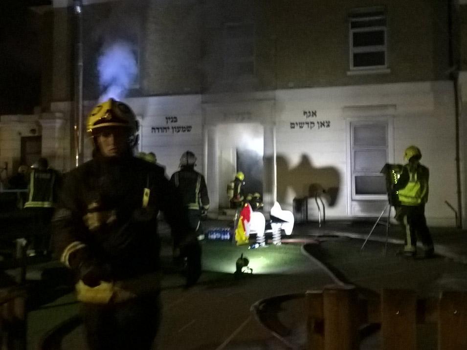 Firemen tackle the blaze in Hackney