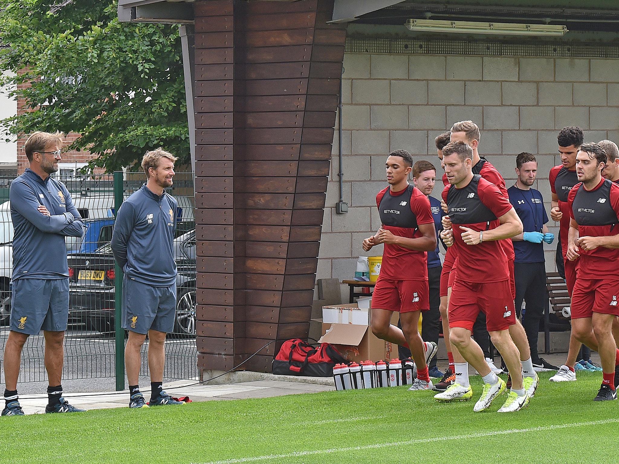 Jurgen Klopp watches on during day one of pre-season