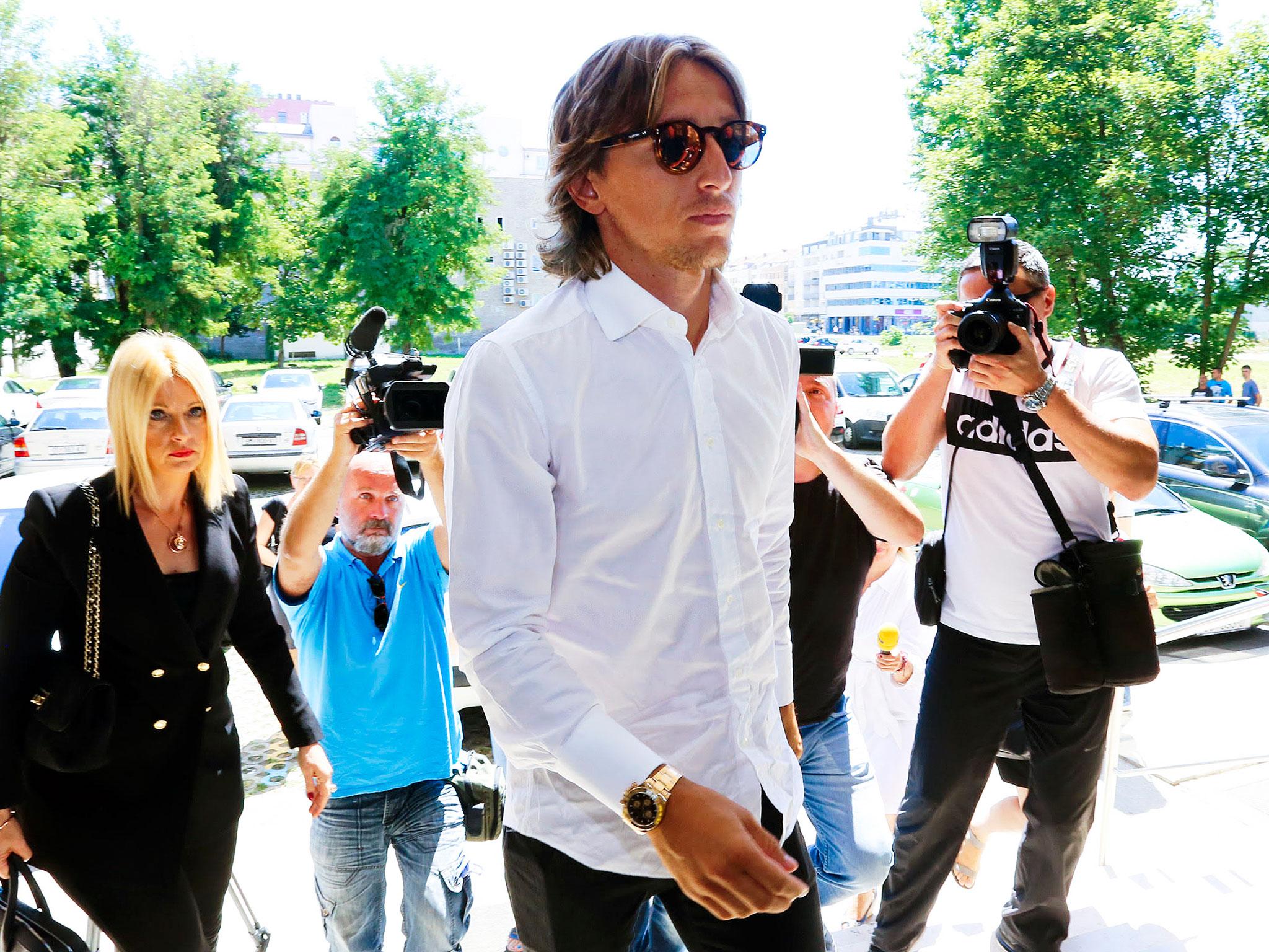 Luka Modric arrives at the State Attorney's Office in Osjek