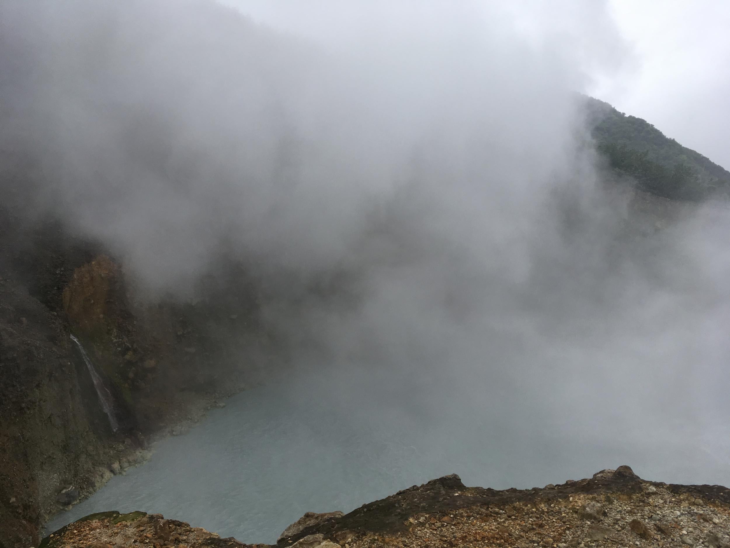 The lake boils most fiercely in the middle, throwing up clouds of steam