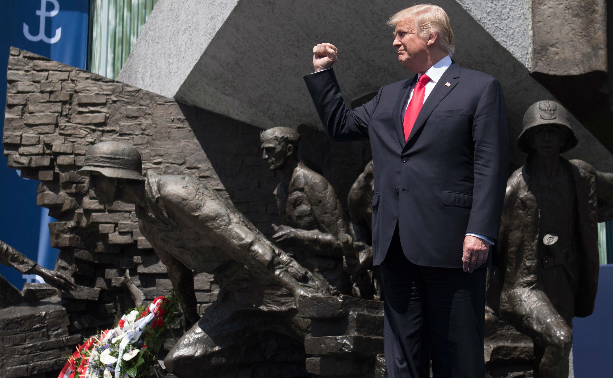 Mr Trump spoke at the site of a memorial to a 1944 uprising against Nazi occupation