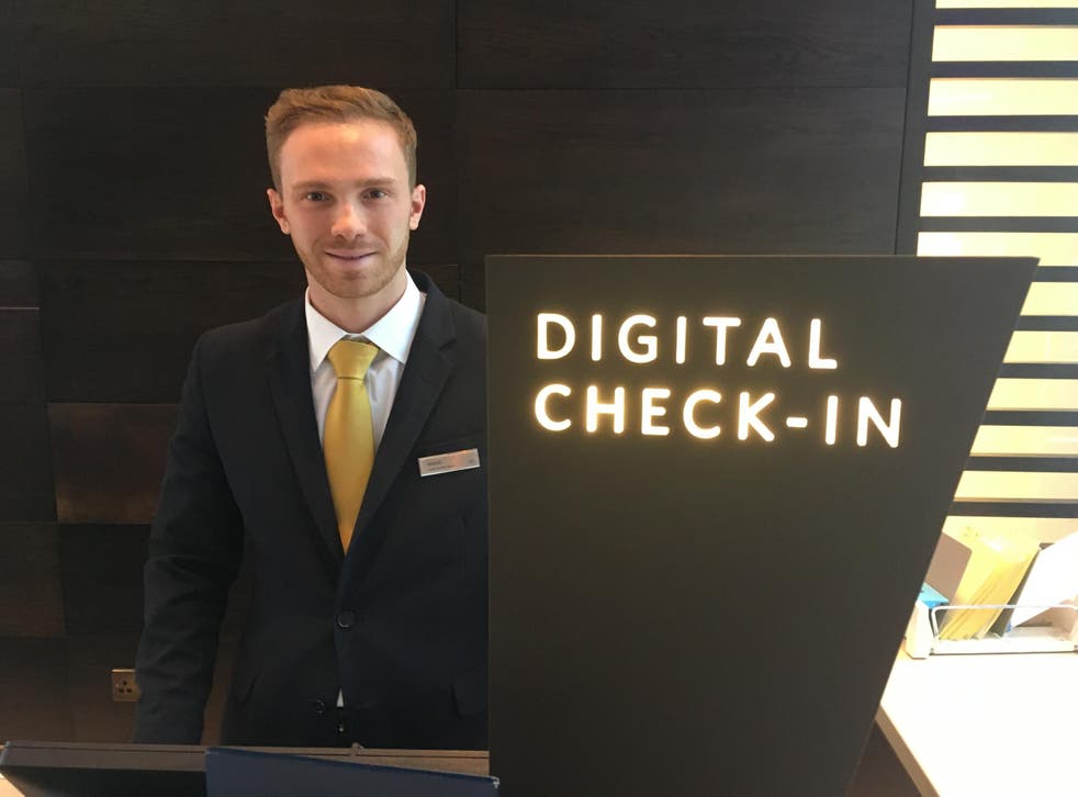 Key issue: at present, guests still have to call at the digital check-in desk at the Hilton
