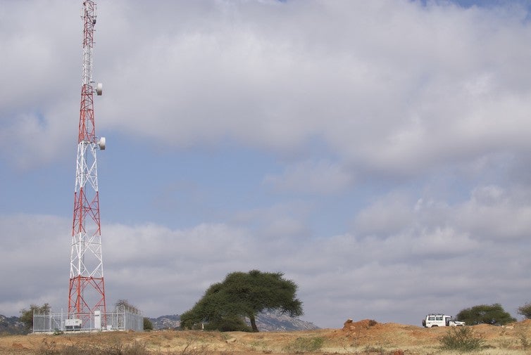 Cell towers, few and far between, provide patchy coverage in rural Tanzania