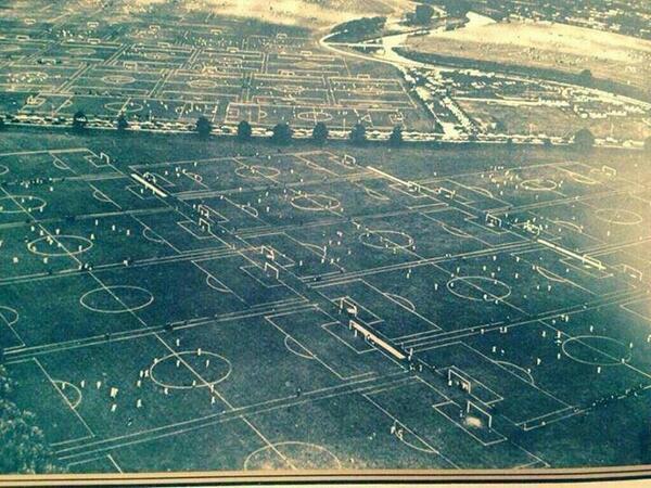 Football pitches on Hackney Marshes, 1951
