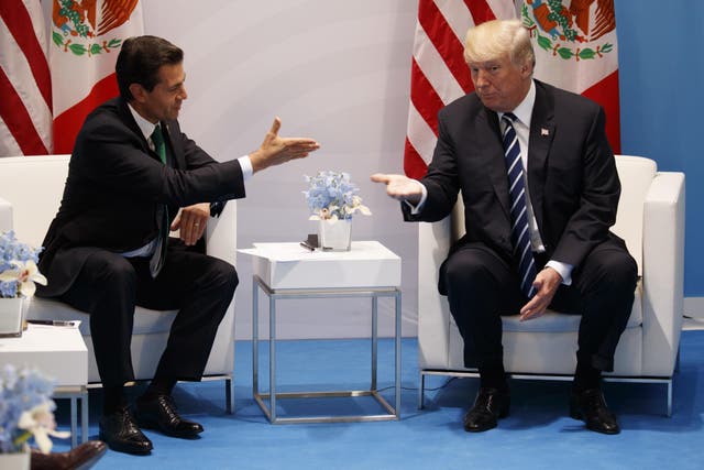 President Donald Trump meets with Mexican President Enrique Pena Nieto at the G20 Summit