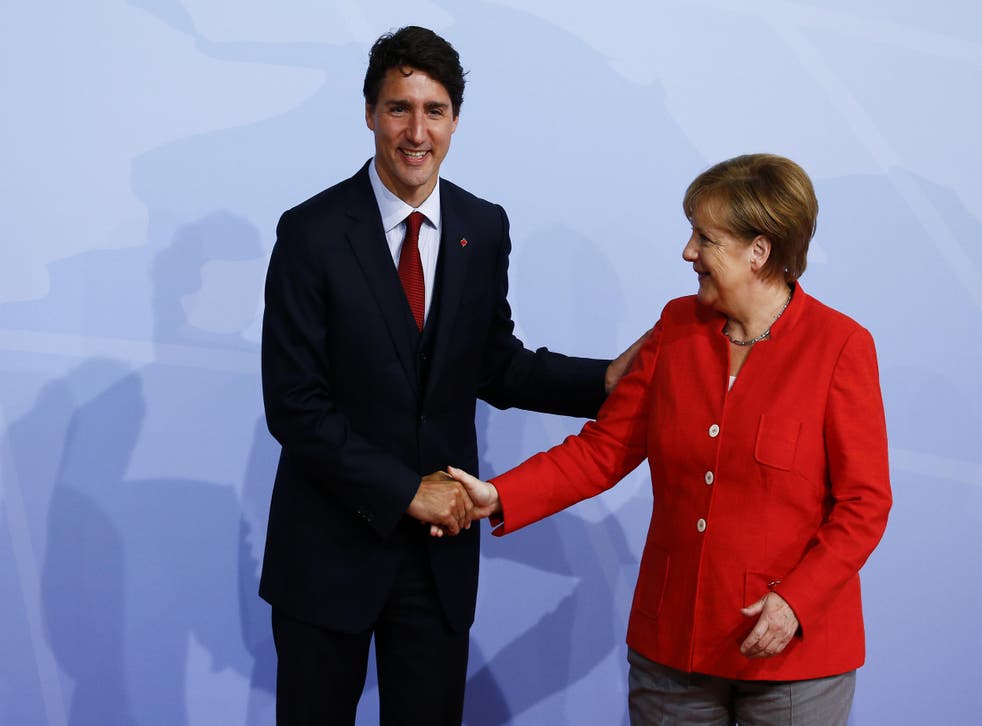 Justin Trudeau meets Angela Merkel at the G20 summit
