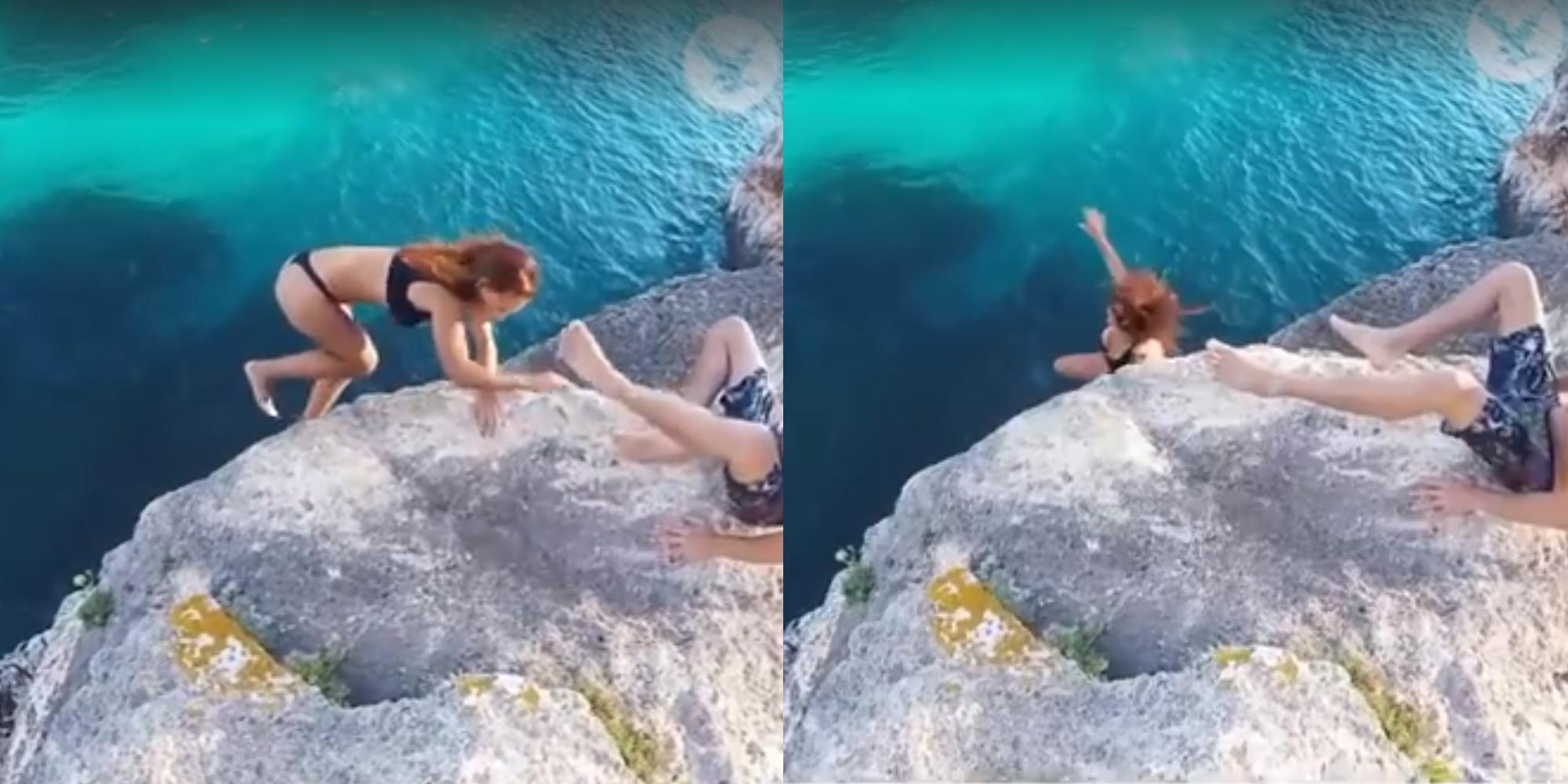 The woman who fell off this cliff has revealed her identity and what