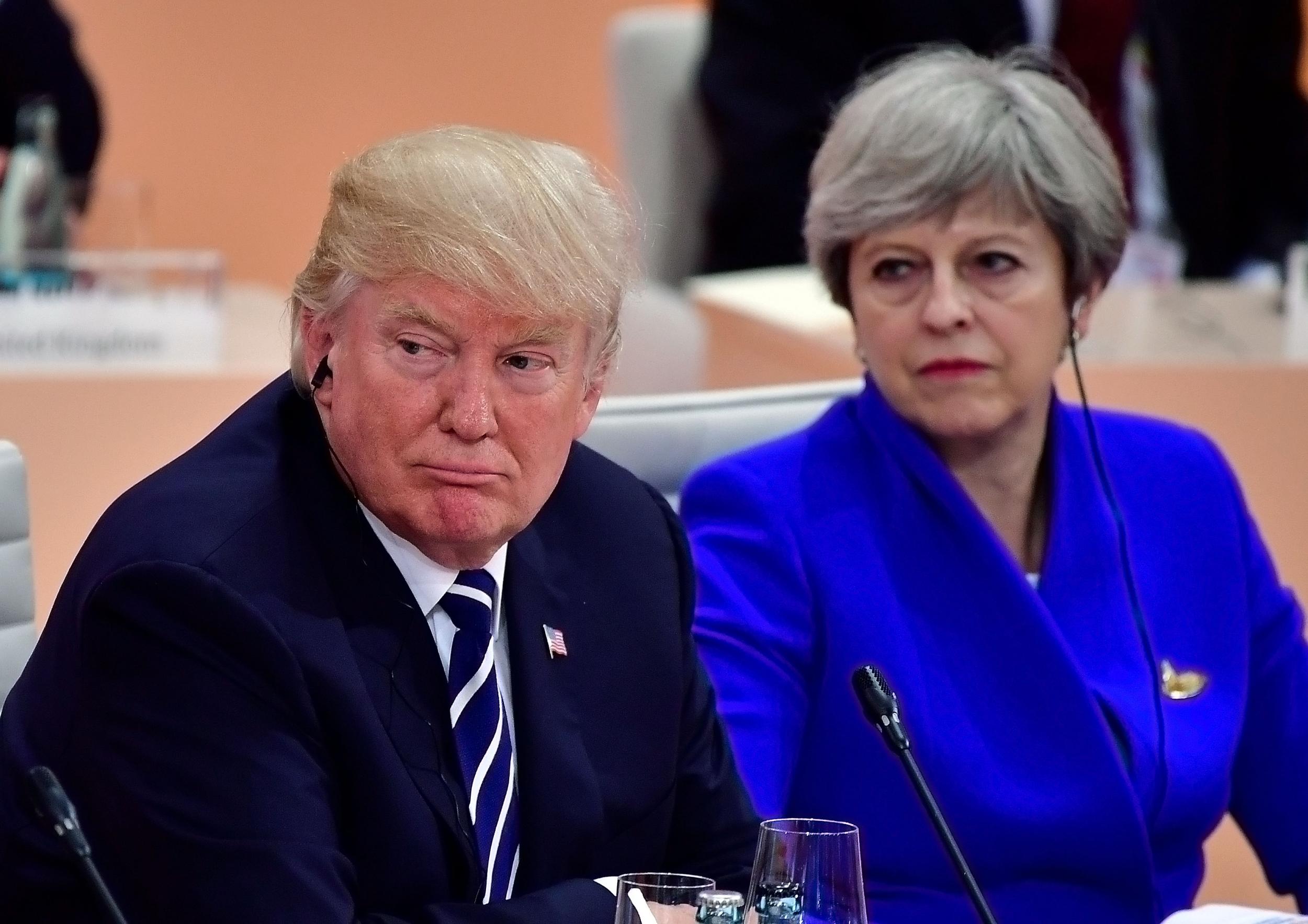 Donald Trump and Theresa May at last weekend's G20 summit in Hamburg