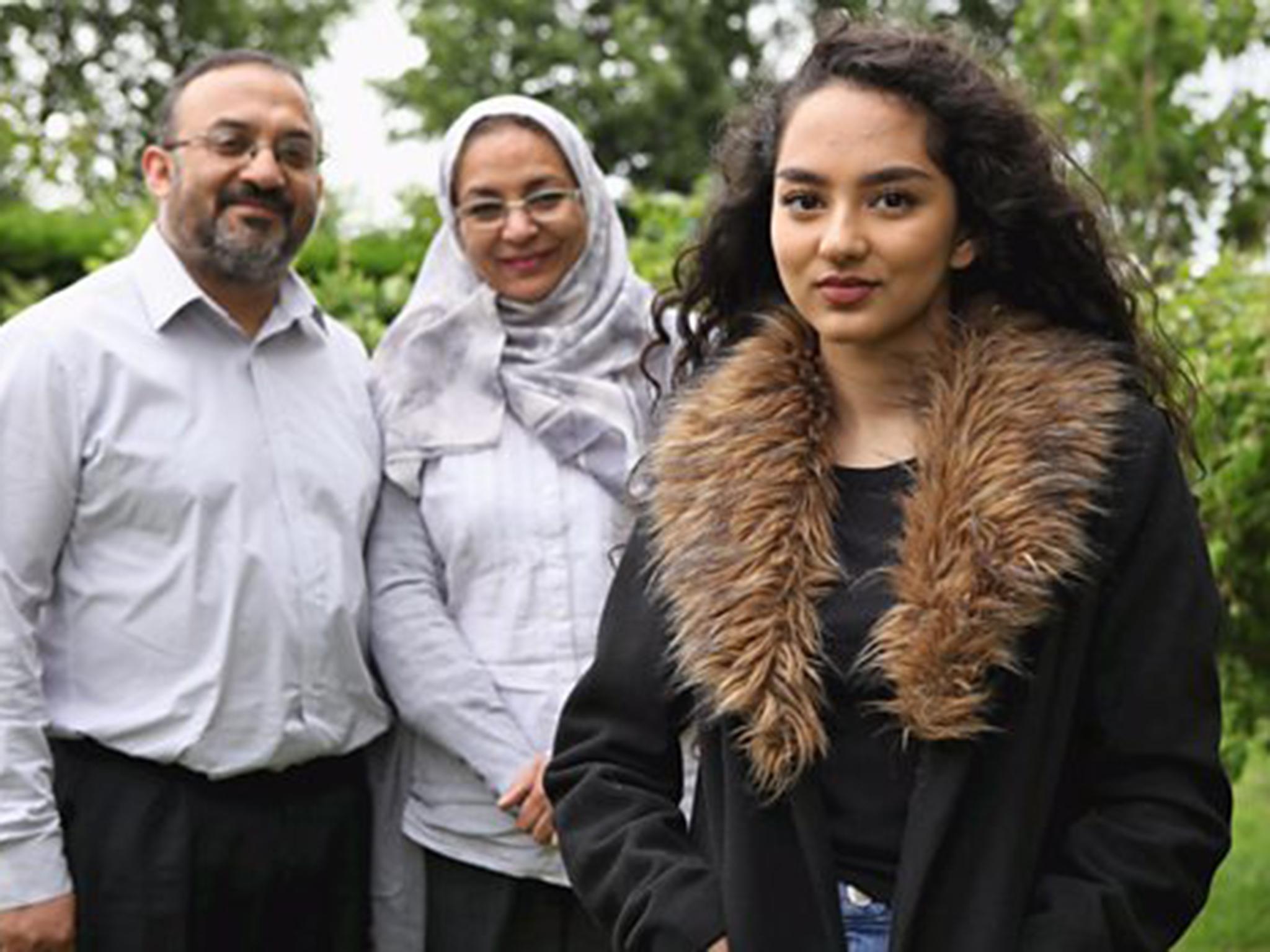 Hiba Maroof with her parents in the documentary 'Should I Marry My Cousin?'