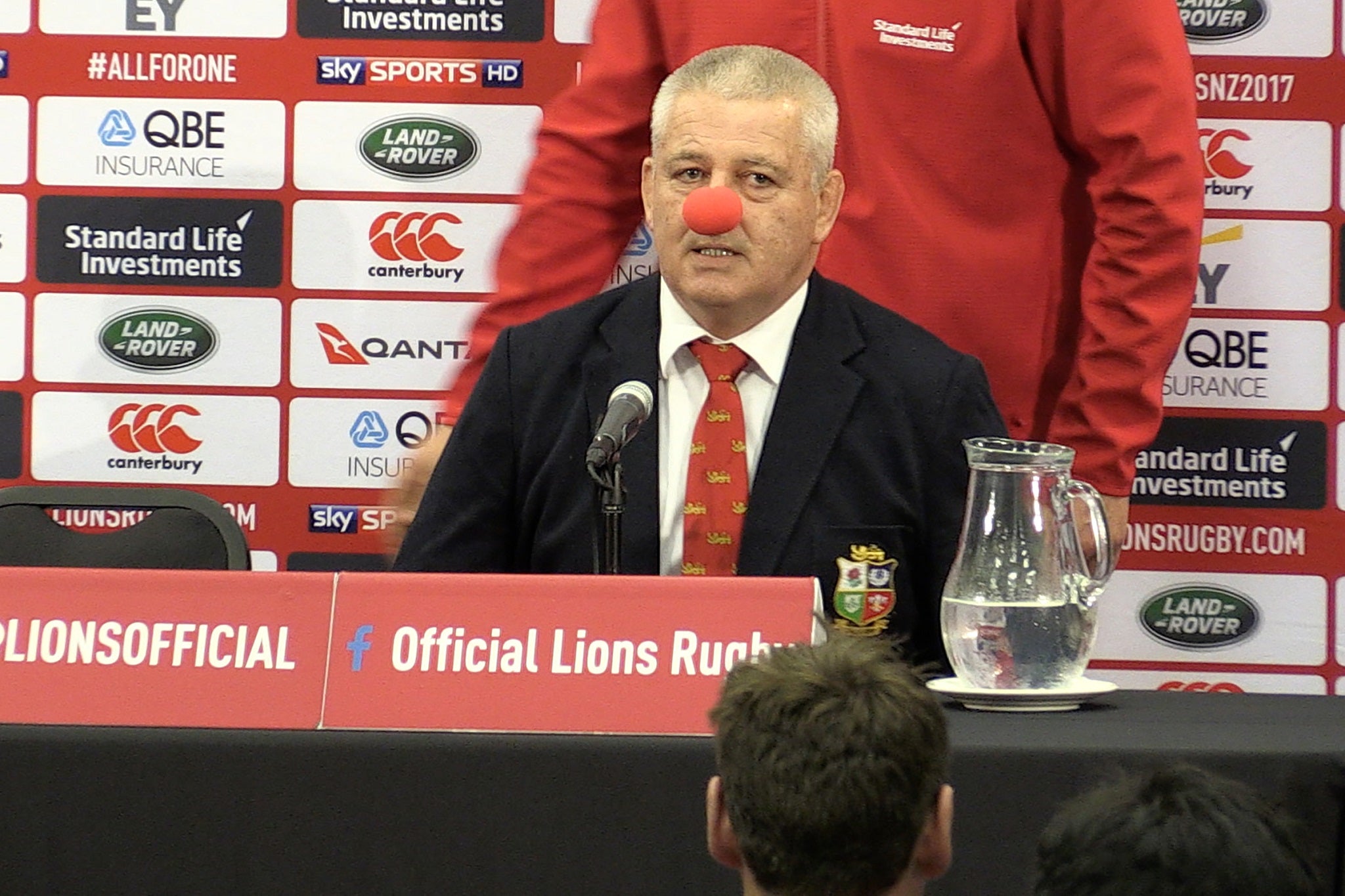 Gatland wore a clown's nose in response to the reports