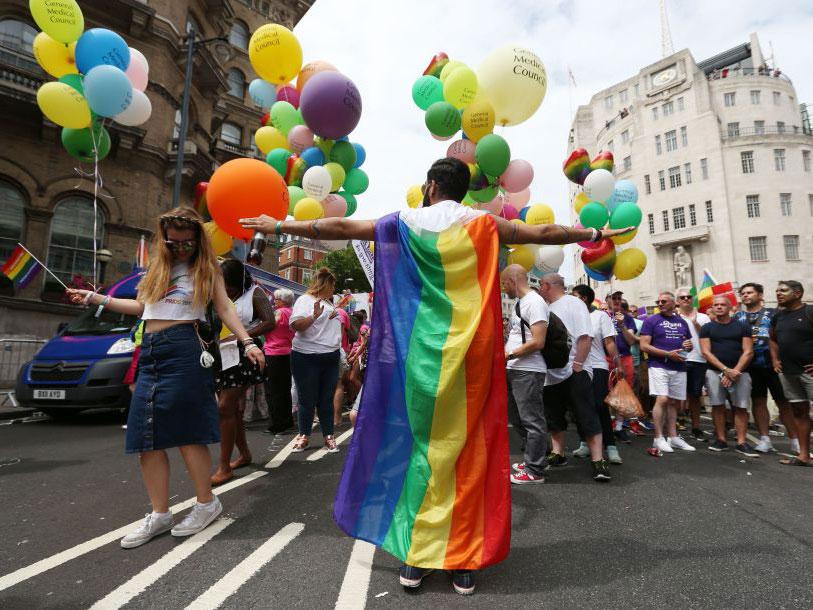 Balloons and flags add to the colour during Pride (Jonathan Brady/PA Wire )