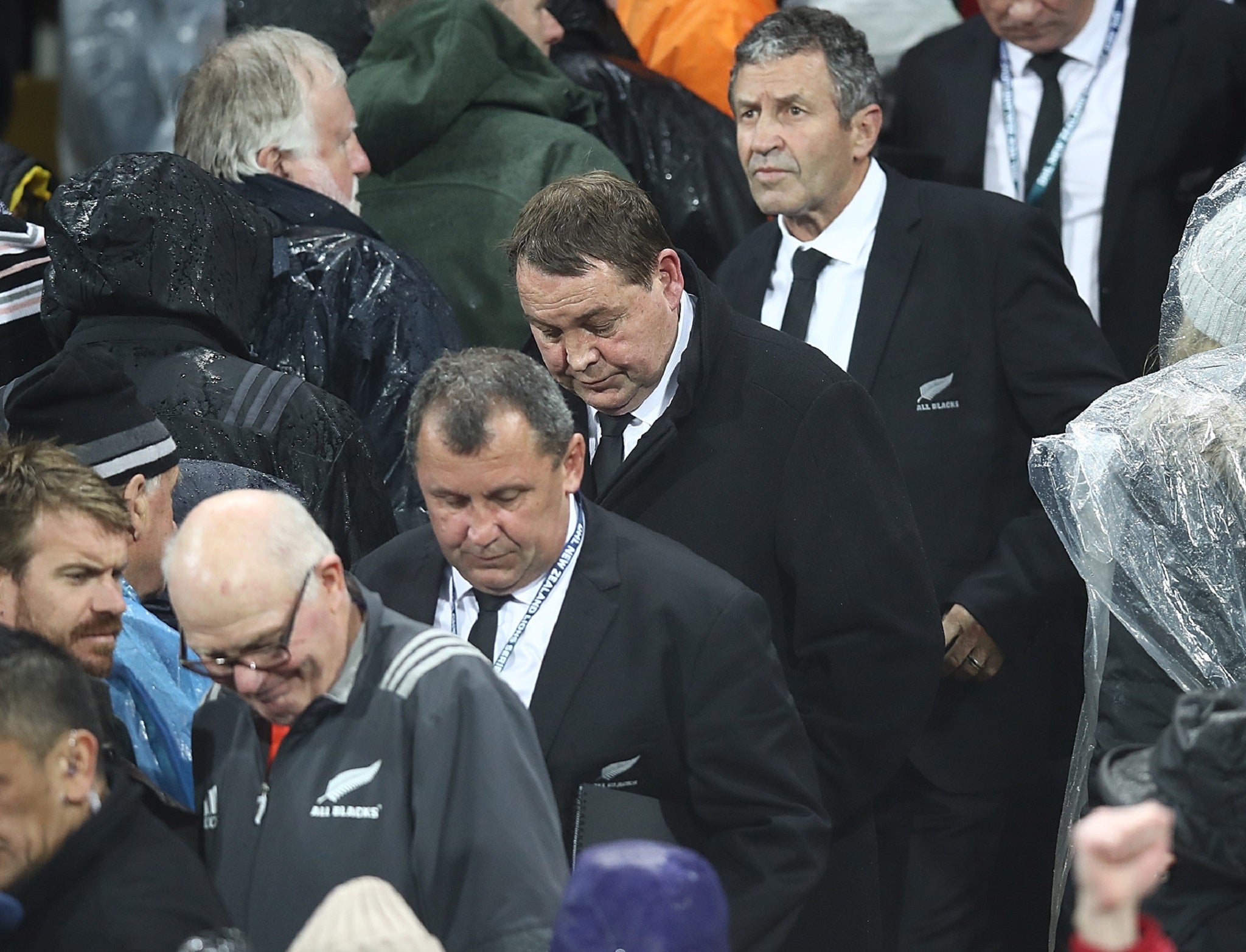 Ian Foster (front) is expected to replace Steve Hansen (centre) as All Blacks coach