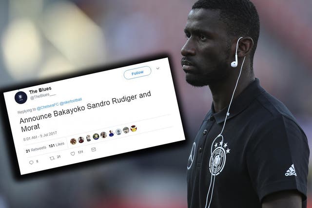 It didn't take long for Rudiger to be trolled