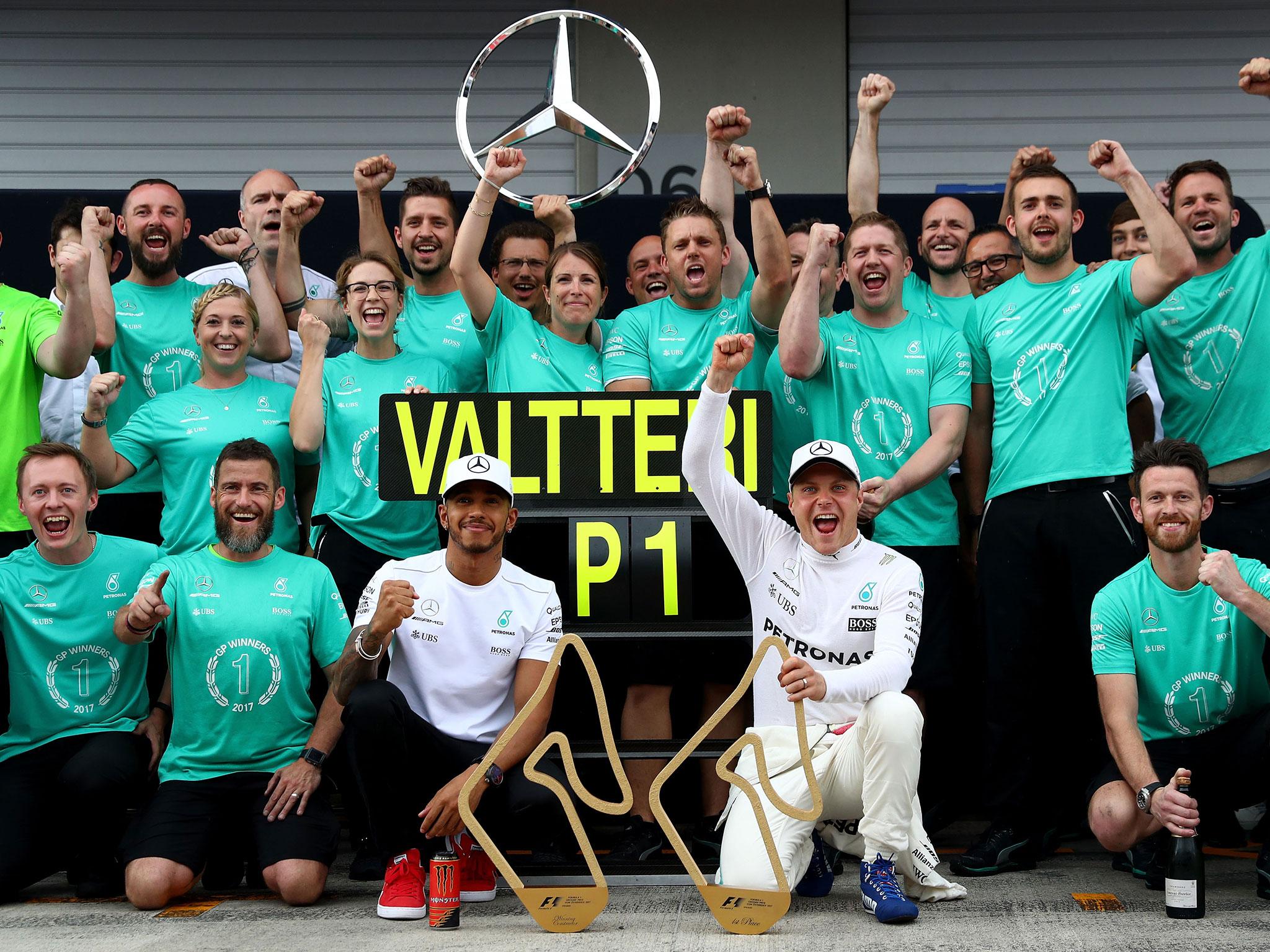 &#13;
Bottas took the glory as teammate Hamilton finished fourth &#13;