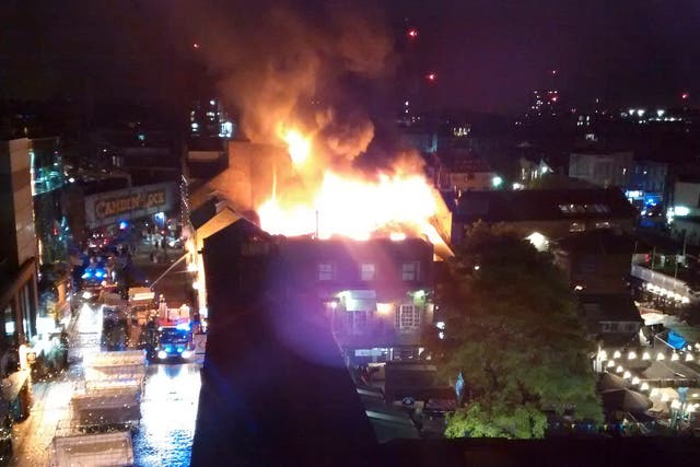 The London Fire Brigade said it sent 10 fire engines to the scene