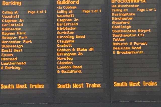 Going nowhere: Departures board at London Waterloo