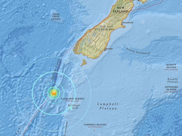 The quake hit 196 km (122 miles) northwest of Auckland island