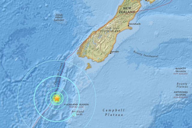 The quake hit 196 km (122 miles) northwest of Auckland island
