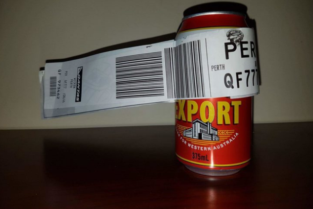 A can of lager was checked-in on a flight to Perth
