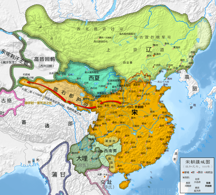 The Liao Dynasty is depicted in green
