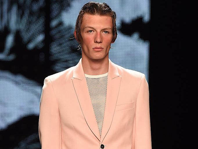 At Topman models marched out in pastel pink suits and tracksuit co-ords