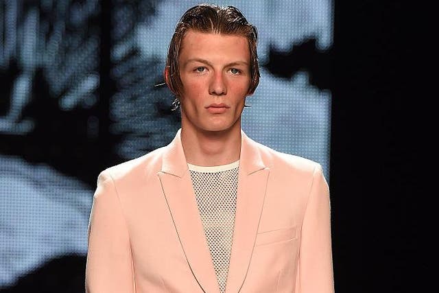 At Topman models marched out in pastel pink suits and tracksuit co-ords