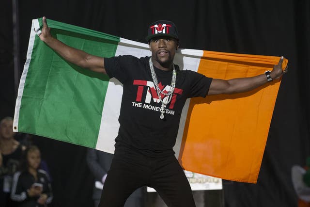 Mayweather irritated McGregor by posing with an Irish flag
