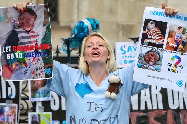 Supporters of Charlie Gard and his parents came from across the country to gather outside the High Court