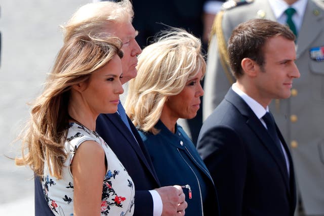 Donald and Melania Trump in France with Emmanuel Macron and his wife, Brigitte