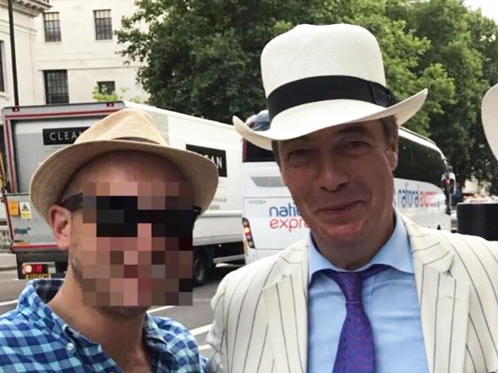 Nigel Farage posed for photographs with cricket fans outside Lord's before claiming uber drivers "are not our people"