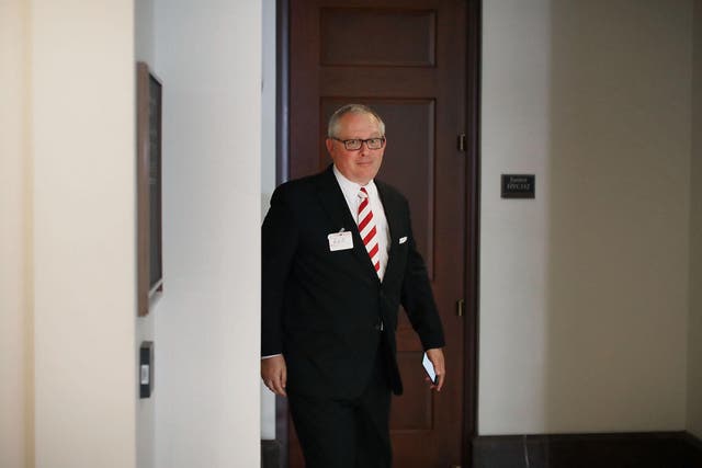 Former Trump campaign aide Michael Caputo arrives to testify before the House Intelligence Committee during a closed-door session
