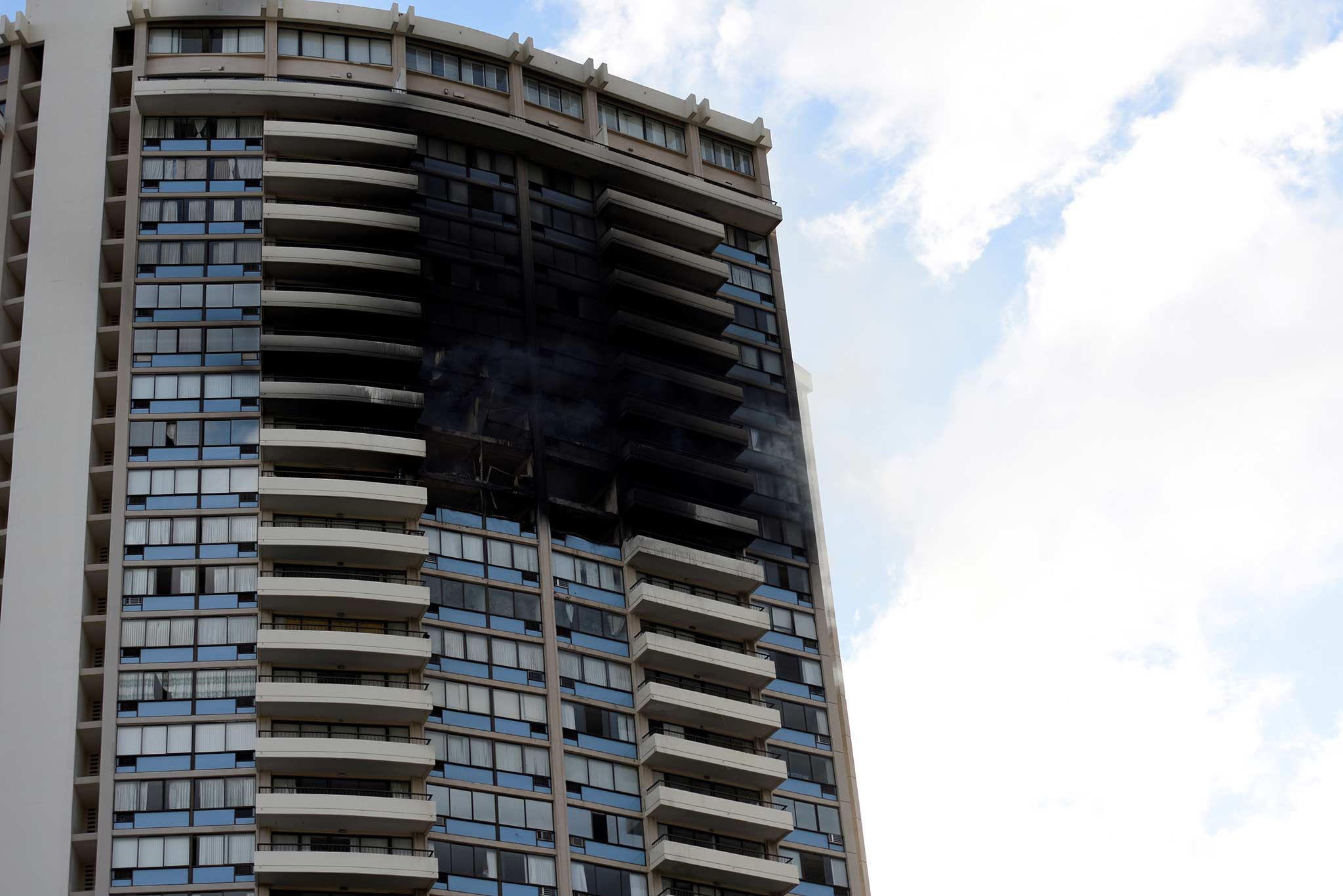 The Marco Polo apartment building after a fire broke out in it in Honolulu, Hawaii,