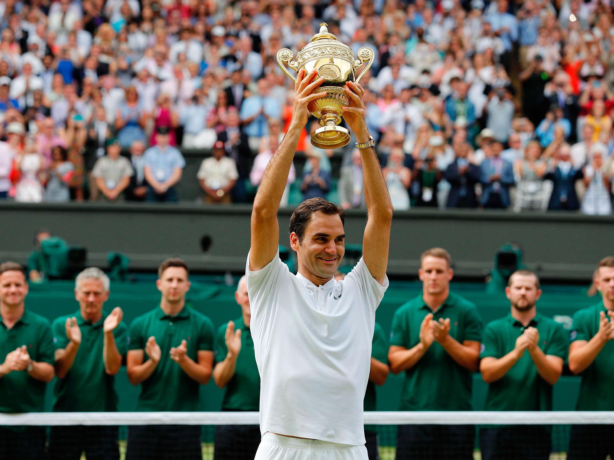 Federer hoisted the trophy aloft for a record-breaking eighth time