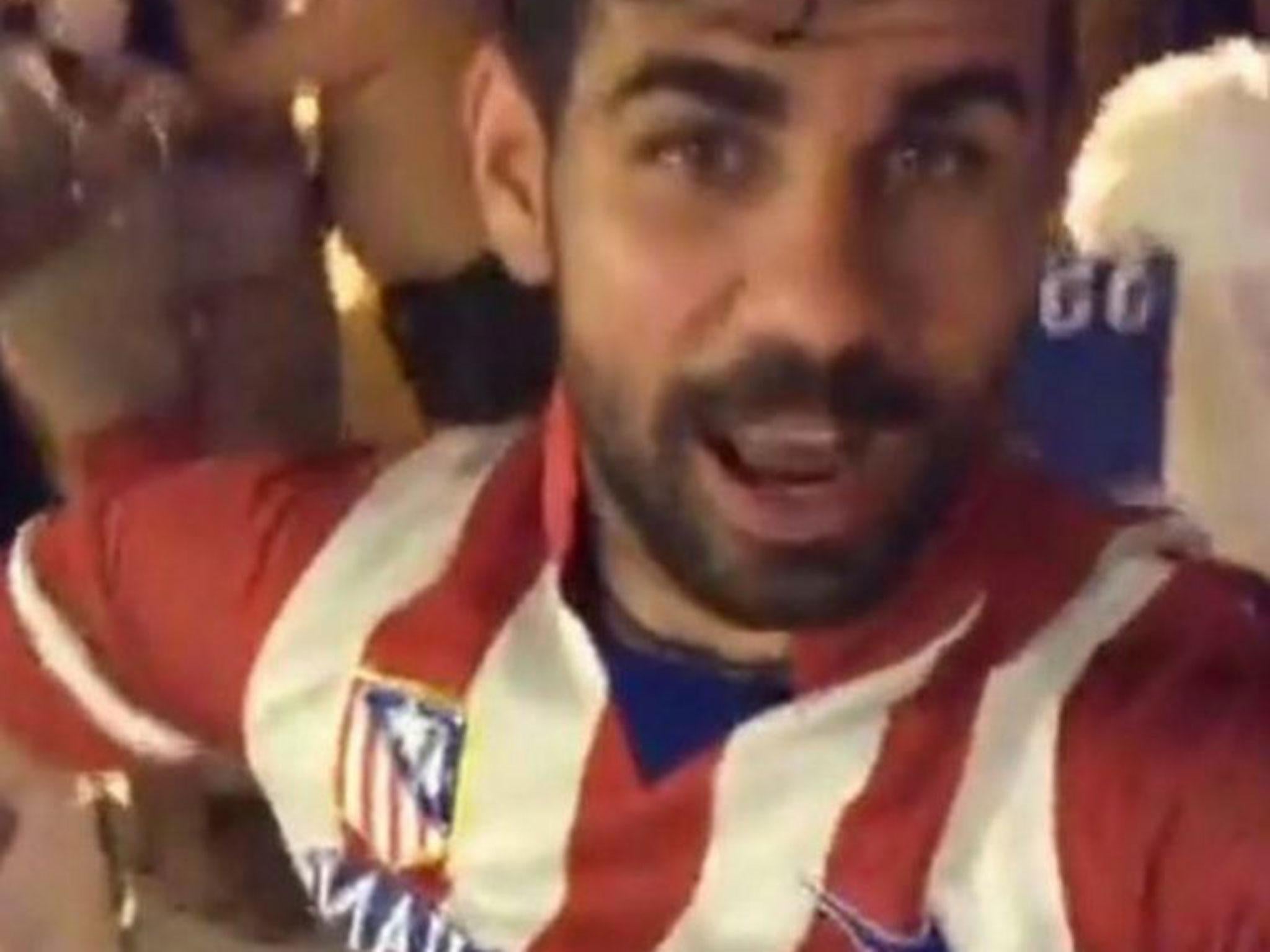Diego Costa has been pictured partying in an Atletico Madrid shirt