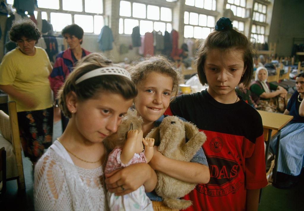 Refugees in a makeshift families shelter in Travnik, near Sarajevo, during the Balkan conflict