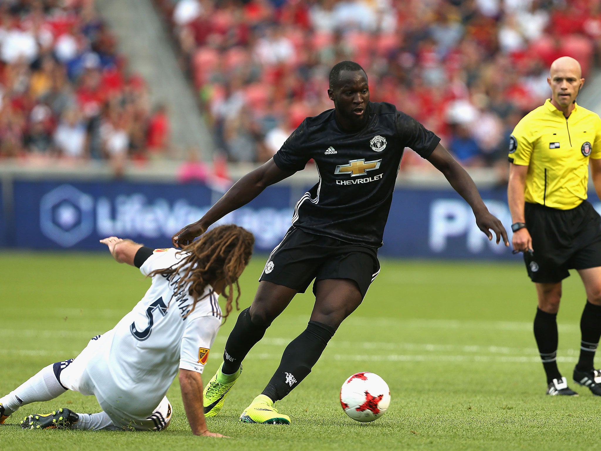 Romelu Lukaku in action for United in their second pre-season friendly of the US tour