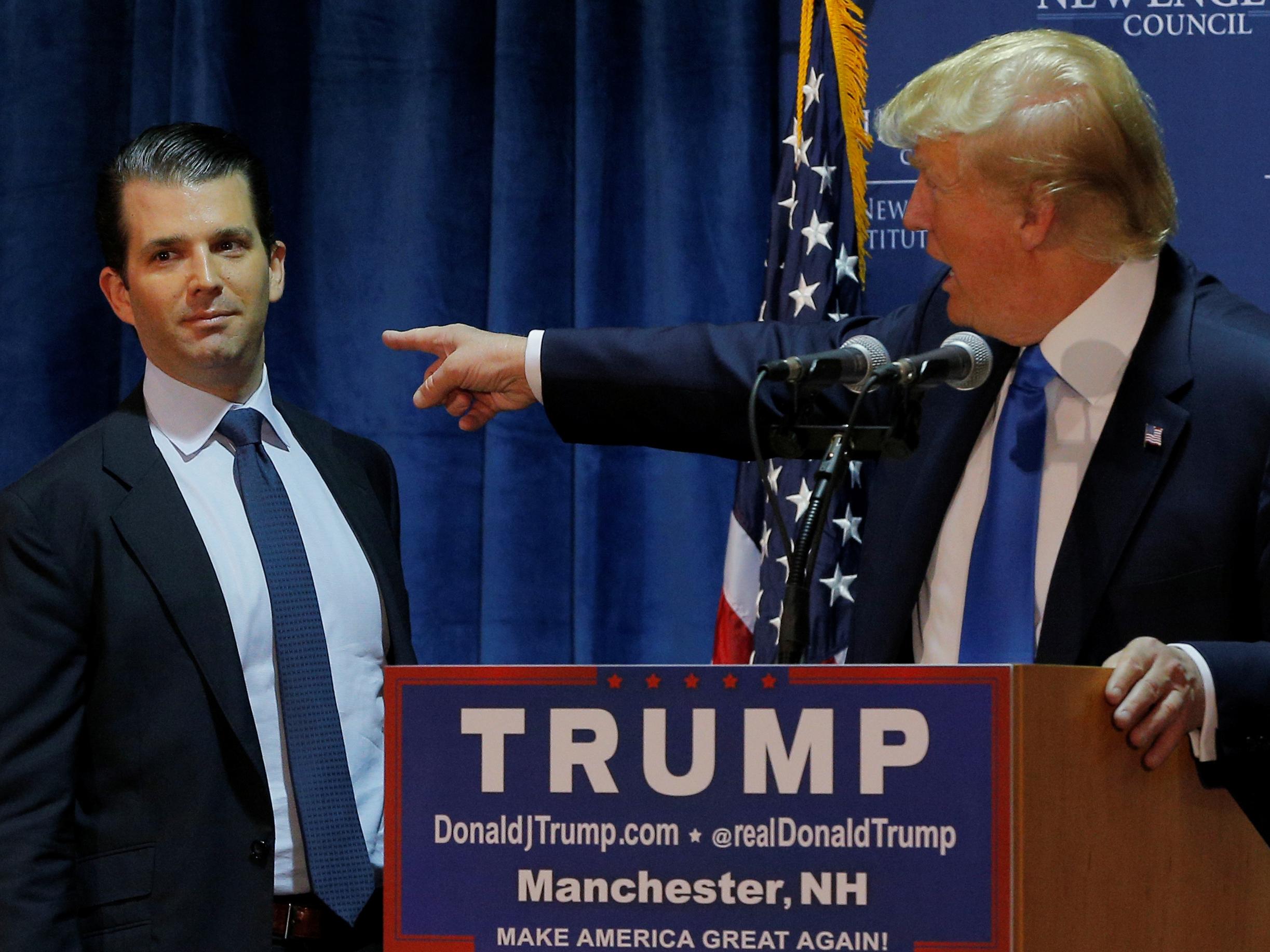 Donald Trump introduces his eldest son and namesake on the campaign trail