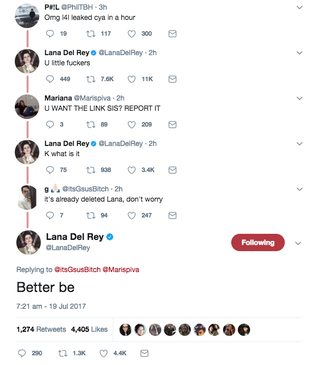 Lana Del Rey responds to Lust for Life album leak: 'You little f**kers