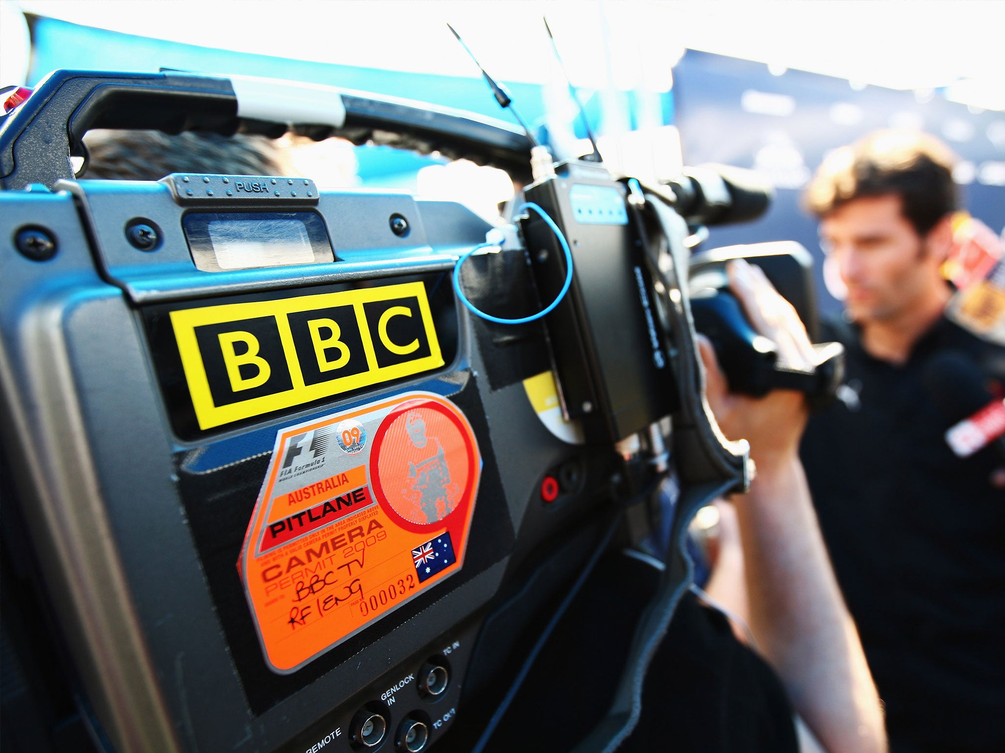 BBC camera crew filming the Formula 1 in Australia