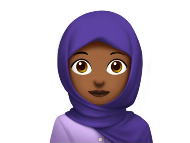 The Apple version of the headscarf emoji