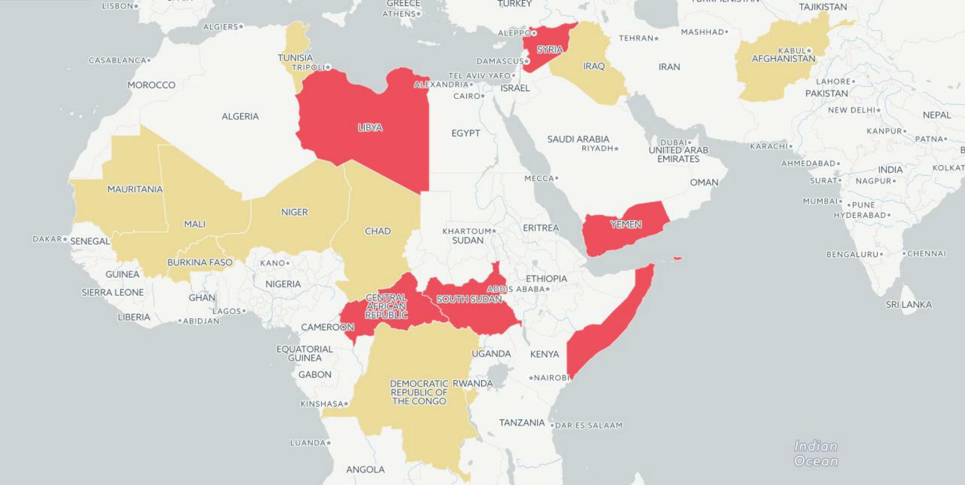 A Map Of The Countries You Should Never Visit Indy100 Indy100