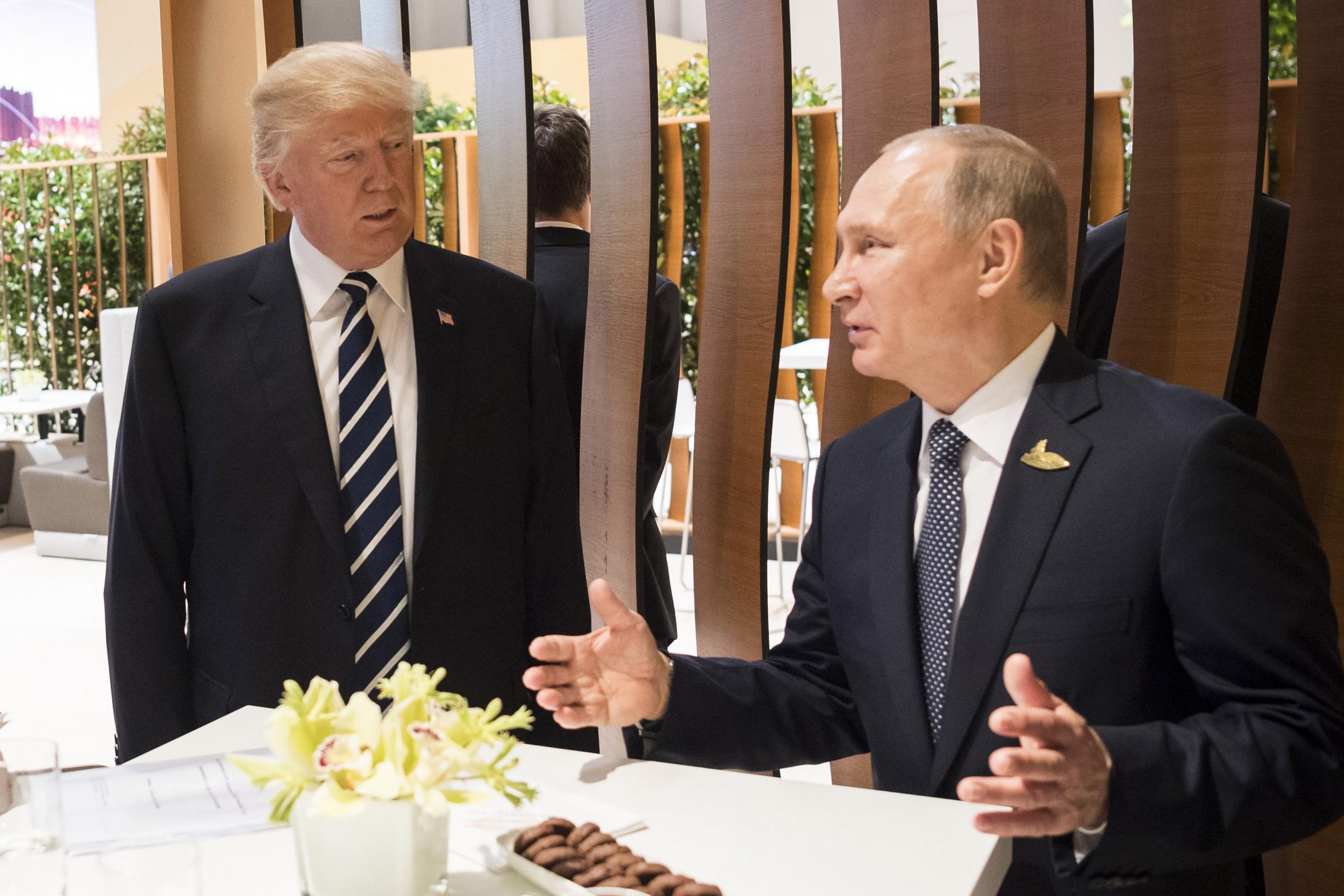 Donald Trump with Vladimir Putin during the Hamburg G20 summit