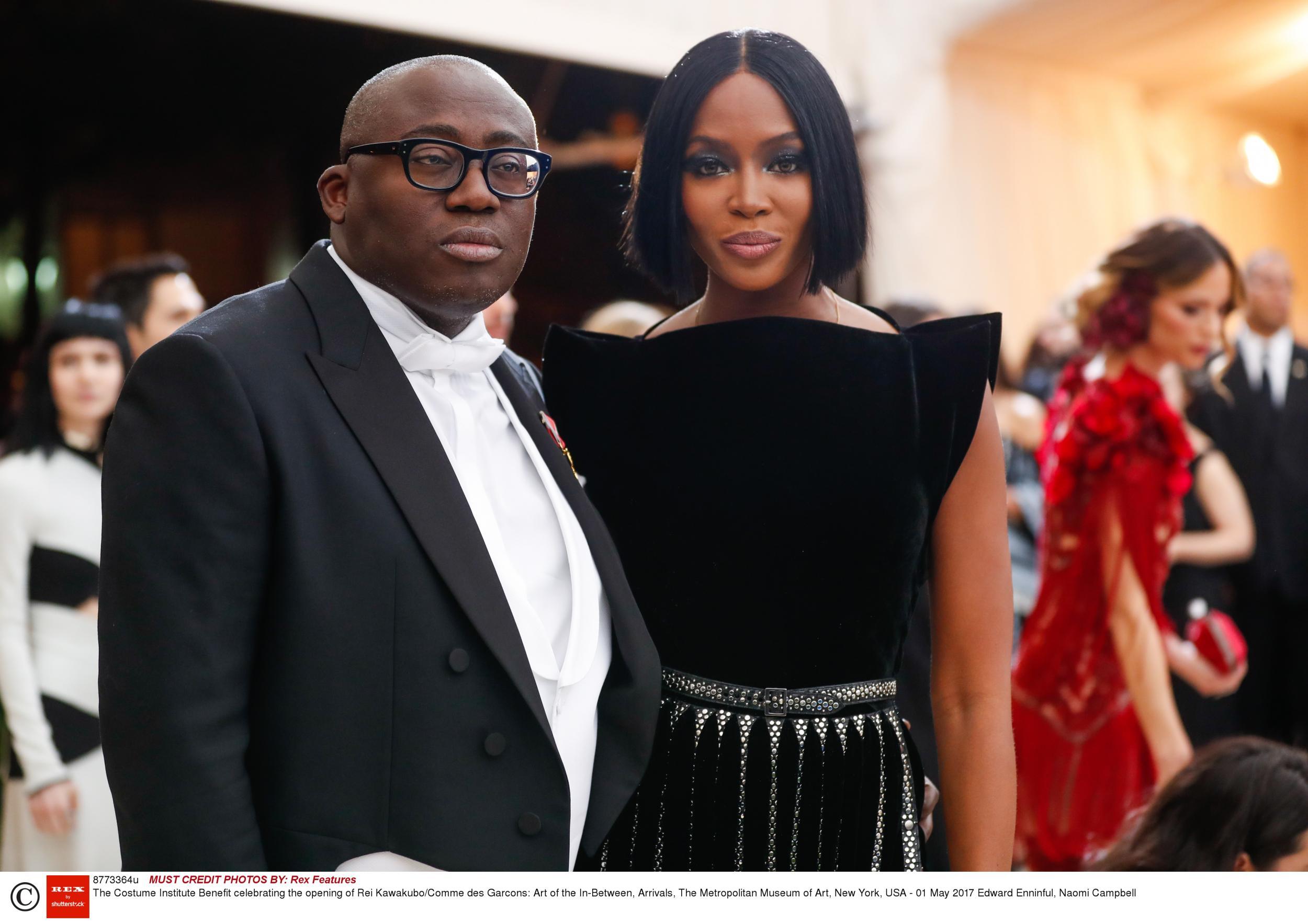 Enninful pictured with Campbell at this year's Met Gala.