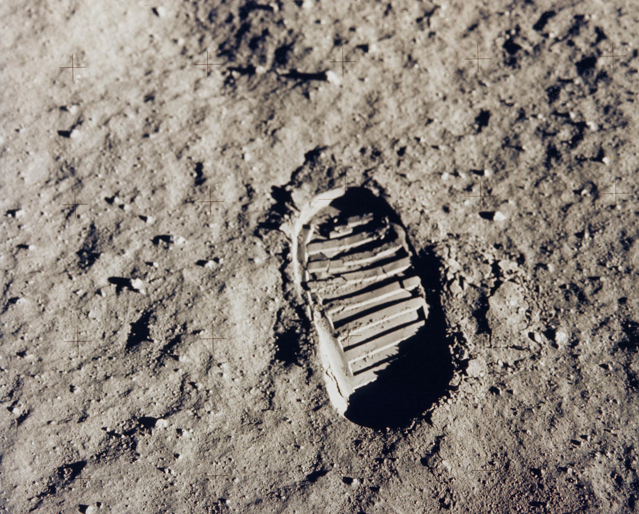 This NASA file image, dated July 20, 1969, shows one of the first footprints of Apollo 11 astronaut Edwin "Buzz" Aldrin on the moon