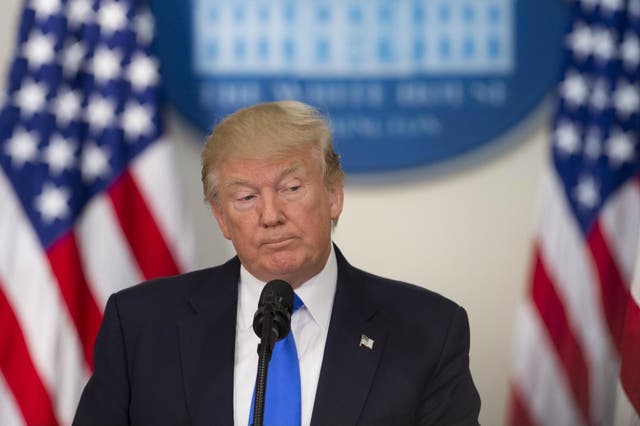 Donald Trump speaks during the first meeting of the Presidential Advisory Commission on Election Integrity at the Eisenhower Executive Office Building next to the White House  on 19 July 2017